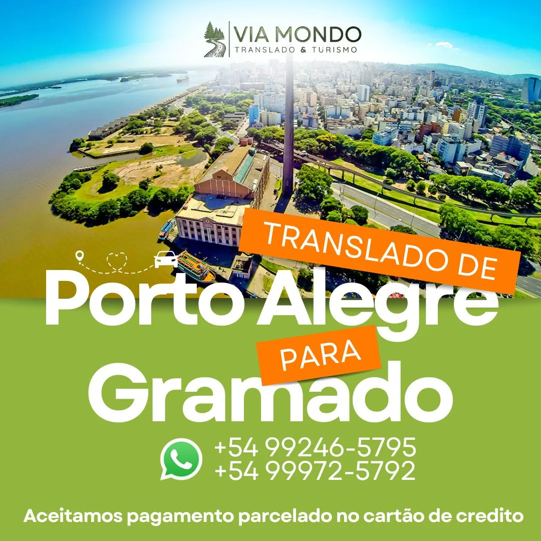 Arte da Via Mondo: translado de Porto Alegre para Gramado. WhatsApp (54) 99246-5795 e (54) 99972-5792.